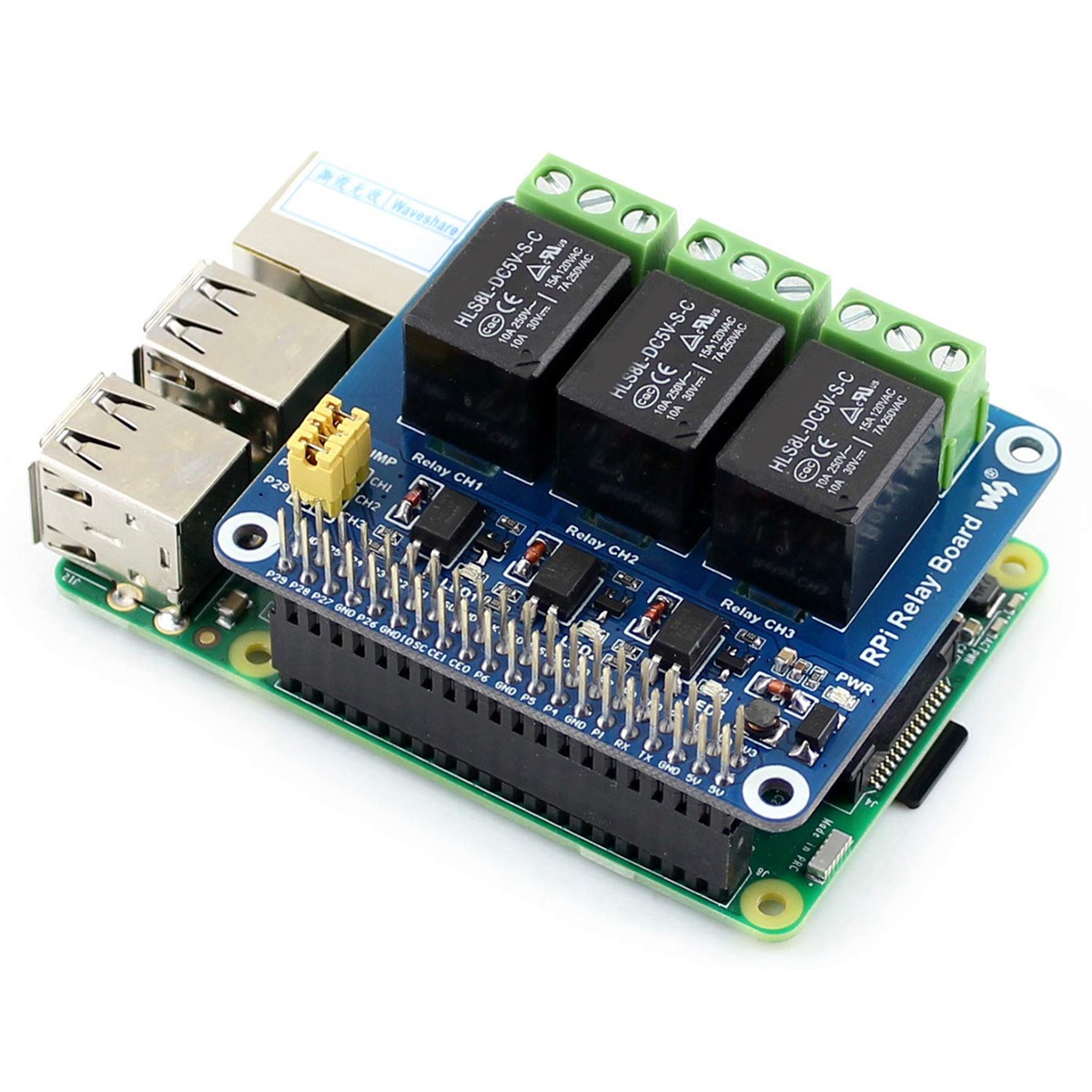 Pi Zero W Board - Waveshare Módulo de Relé de 3